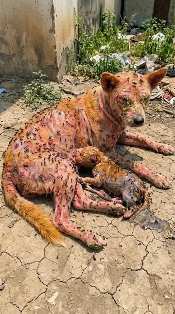 From Collecting Trash to Saving Lives: Poor Elderly Woman Rescues Sick Mother Dog and Puppy on a Lonely Beach