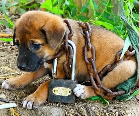 Chained and Forgotten: The Heartbreaking Rescue of a Starving Puppy Left Alone to Die