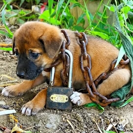 Chained and Forgotten: The Heartbreaking Rescue of a Starving Puppy Left Alone to Die