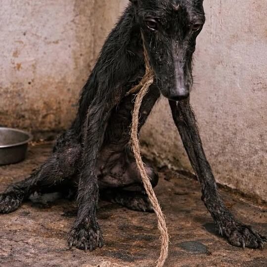 Left Chained and Starving: The Heartbreaking Rescue of a Forgotten Greyhound Fighting to Live Again
